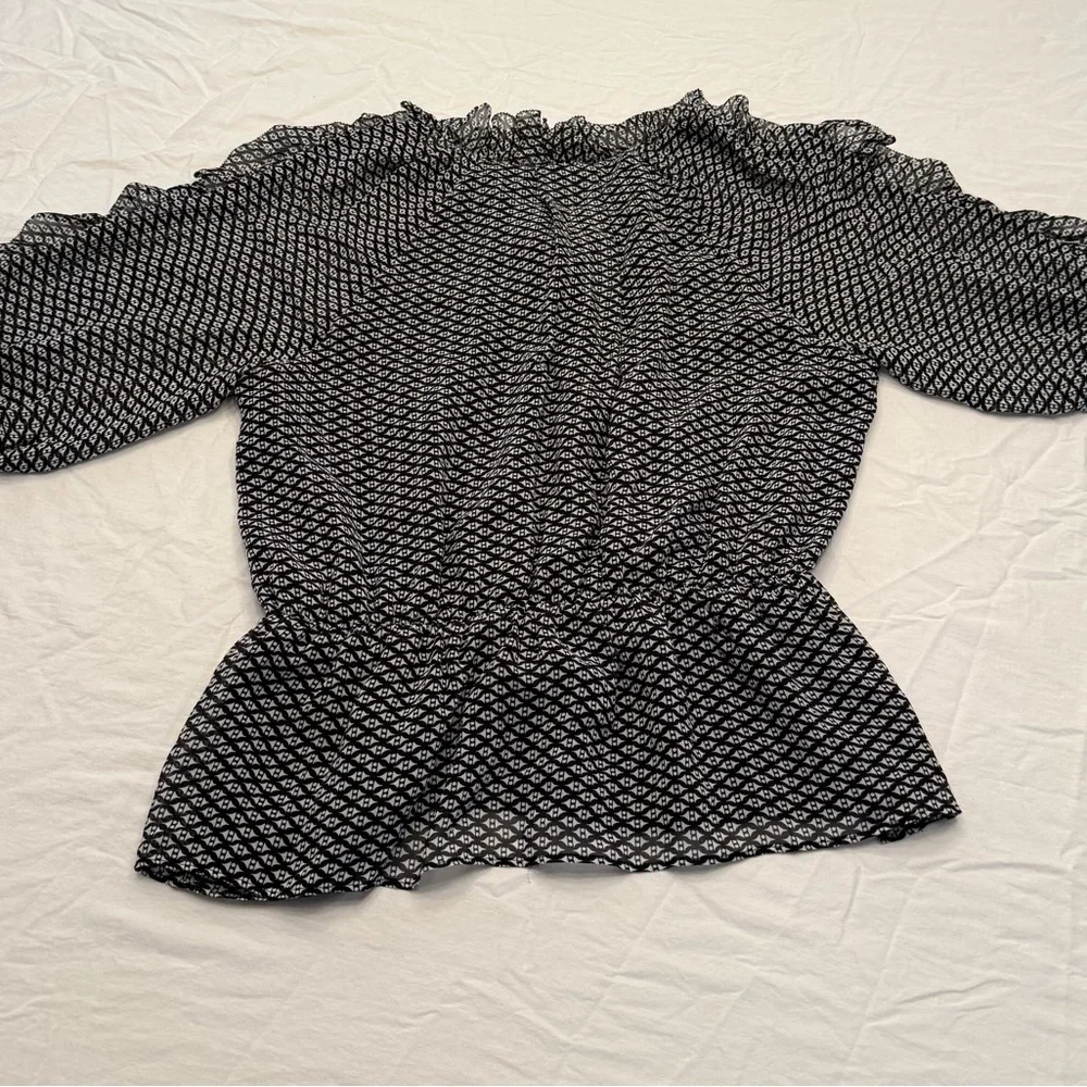 JOIE Zaida Ruffled Printed Silk-Chiffon Peplum Blouse Size Small - Picture 6 of 7